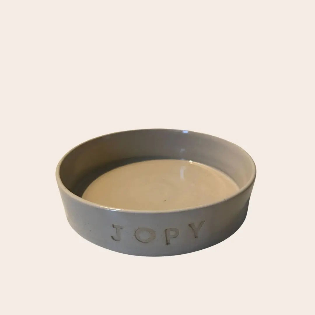 Gamelle Jopy pour chat en céramique faites à la main. Couleur beige émaillé